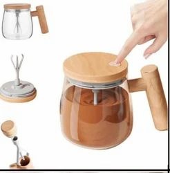 Portable Electric Coffee Mug Self Stirring Cup with Glass Inner Tank for Office Protein Powder Mixing